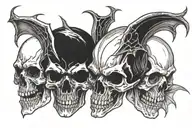 vampire skulls facing away tattoo design idea