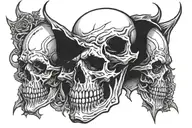 vampire skulls facing away tattoo design idea