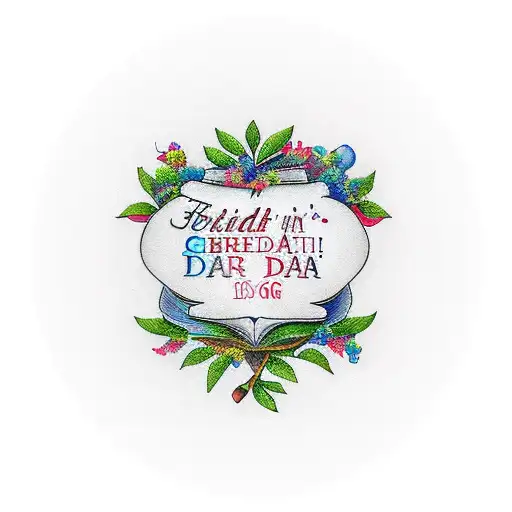 grandmas favorite bible phrase with her birth to death date tattoo design idea