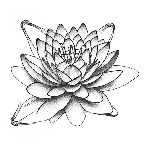 A water lily and larkspur intertwined to symbolize balance and harmony tattoo design idea