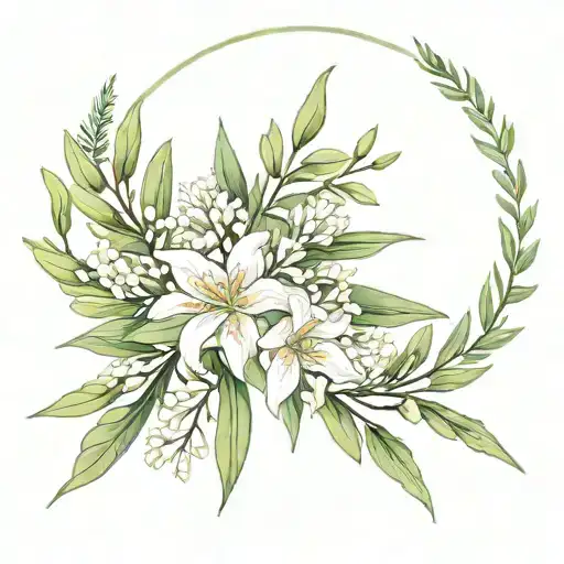 half laurel wreath with oleander tattoo design idea