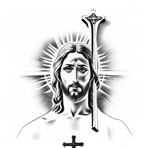 Jesus on a cross that is a sword tattoo design idea