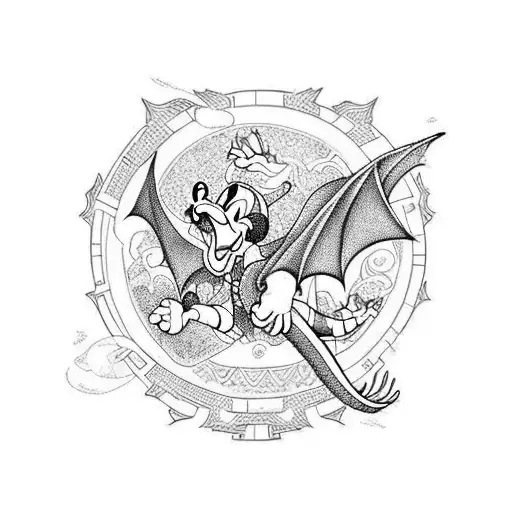 dragon, eagle, castle, mickey mouse and rainbows.  tattoo design idea