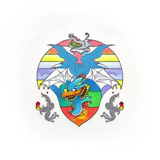 dragon, eagle, castle, mickey mouse and rainbows.  tattoo design idea