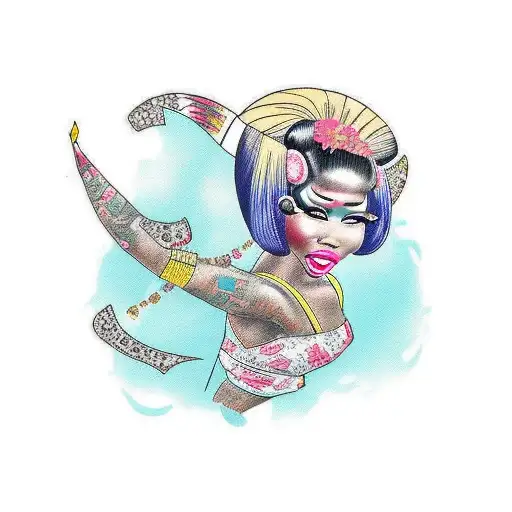 Nicki Minaj as a geisha  tattoo design idea