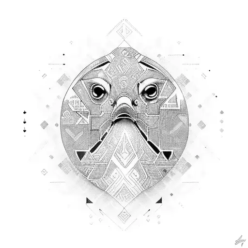 cyber tribal duck tattoo design idea