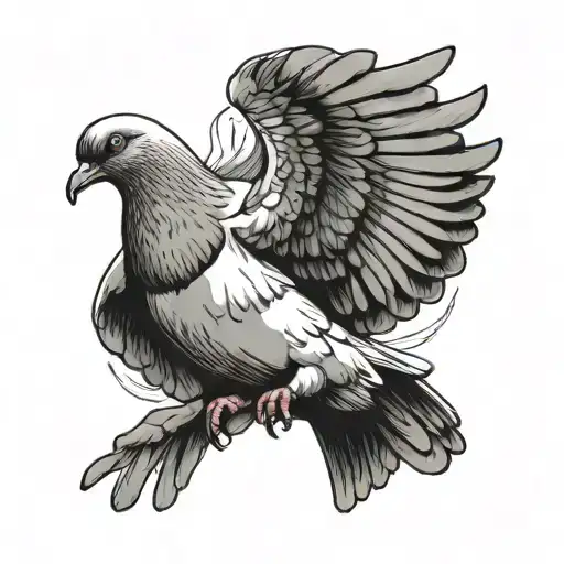 homing pigeon with 100 dollar in beak tattoo design idea