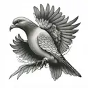 homing pigeon with 100 dollar in beak tattoo design idea