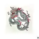 japanese dragon rolling around a jade samurai sword tattoo design idea