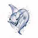 Create a tattoo design that combines the images of a dolphin and a heart, representing the client's love for their family. tattoo design idea