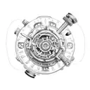 An intricately detailed engine with gears and pistons tattoo design idea