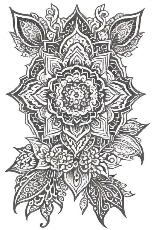 mandala design incorporating elements like flowers sharp lines design for the ear  tattoo design idea