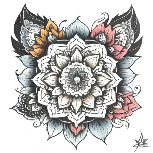 mandala design incorporating elements like flowers tattoo design idea