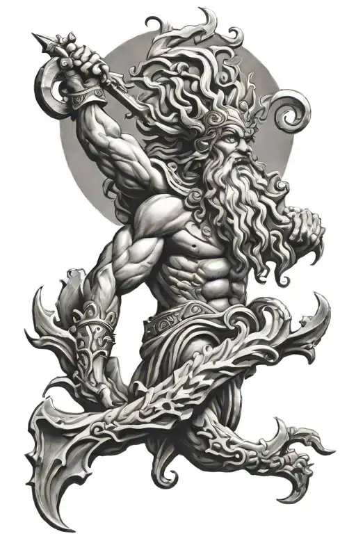 Poseidon god tattoo design idea