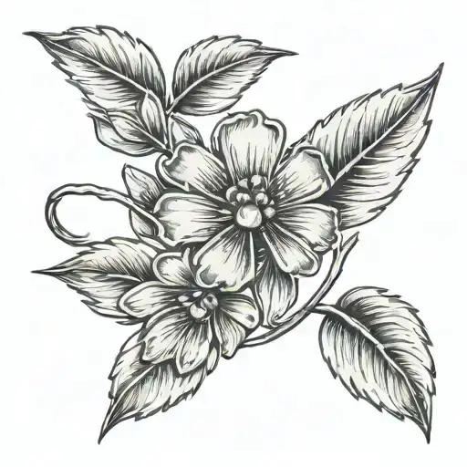 two olive branches between index finger and thumb with a four leaf clover on inner middle finger tattoo design idea