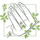 two olive branches between index finger and thumb with a four leaf clover on inner middle finger  tattoo design idea