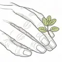 two olive branches between index finger and thumb with a four leaf clover on inner middle finger  tattoo design idea