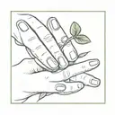 two olive branches between index finger and thumb with a four leaf clover on inner middle finger  tattoo design idea