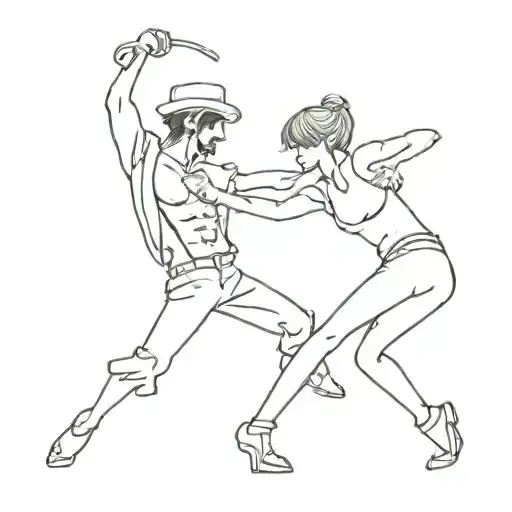 couple dancing and becoming one piece tattoo design idea