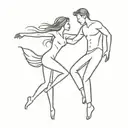 dancing couple tattoo design idea