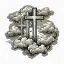 three crosses with clouds surrounding tattoo design idea