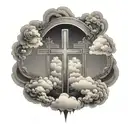 three crosses with clouds surrounding tattoo design idea