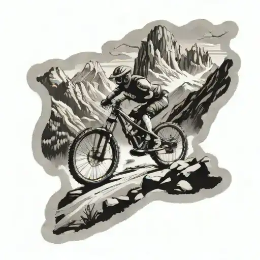 Incorporate a detailed downhill mountain biking scene on the Death Road in Bolivia tattoo design idea