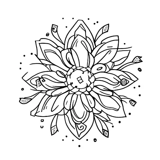 Flower petals shaped like rugby players in a scrum tattoo design idea