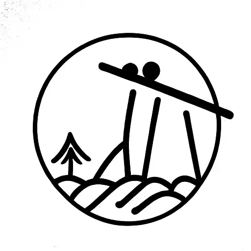 Old round ski gondola with cable tattoo design idea