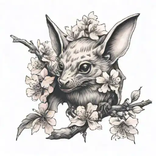 Cherry blossom bat tattoo design idea