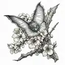 Cherry blossom bat tattoo design idea