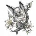 Cherry blossom bat tattoo design idea