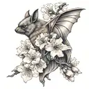 Cherry blossom bat tattoo design idea