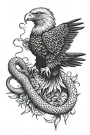 eagle fighting a snake with a cactus tattoo design idea