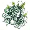 Medusa, marijuana, piercings tattoo design idea