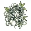 Medusa, marijuana, piercings tattoo design idea