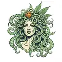 Medusa, marijuana, piercings tattoo design idea