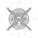 A blackwork tattoo symbolizing the alignment of Jupiter and Saturn on 21/12/2020, with the name Théo incorporated tattoo design idea