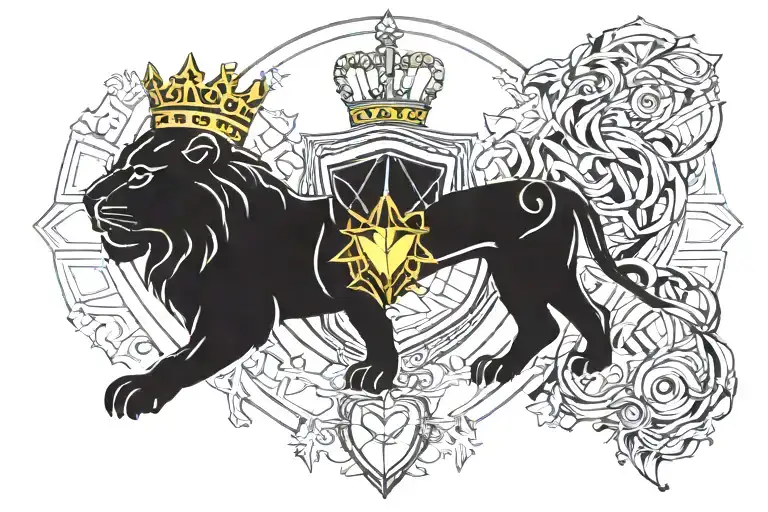 lions roar with claddagh ring  tattoo design idea