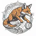 fox and volleyball player spiking tattoo design idea