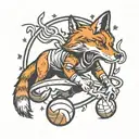fox and volleyball player spiking tattoo design idea