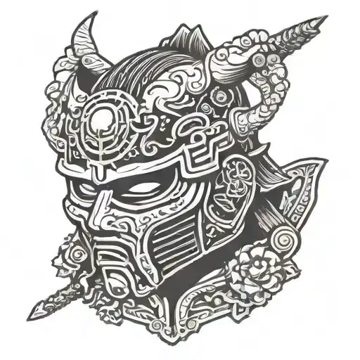 Fallout New Vegas samurai mask tattoo design idea