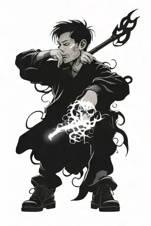 only the strong survive with smoke and lightning  tattoo design idea