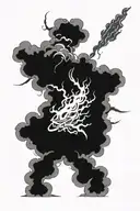 only the strong survive with smoke and lightning  tattoo design idea
