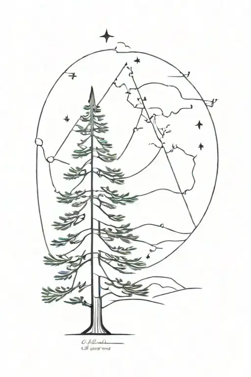 evergreen tree made of song lyrics  tattoo design idea
