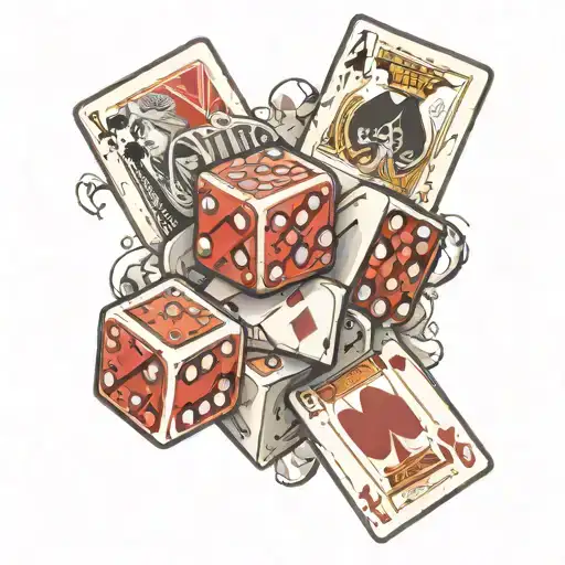 dice and playing cards tattoo design idea