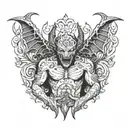 inner demon holding tattoo design idea