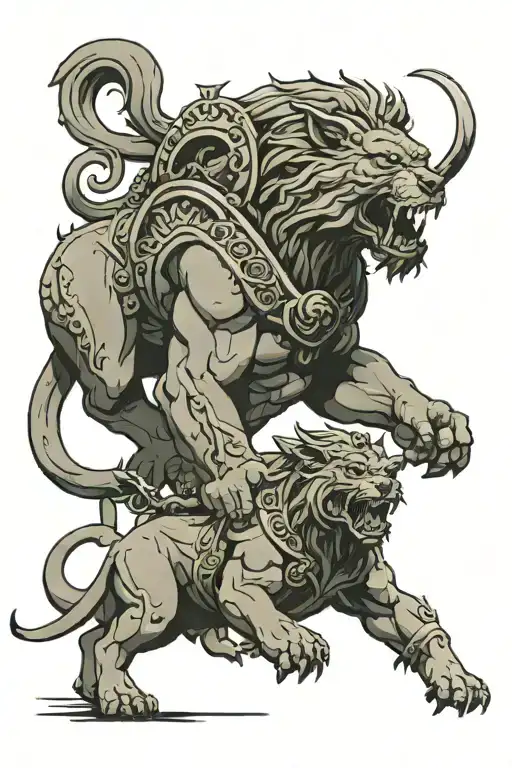Hércules and cerberus + hell tattoo design idea