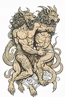 Hércules fighting cerberus tattoo design idea