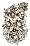 Hércules fighting cerberus tattoo design idea